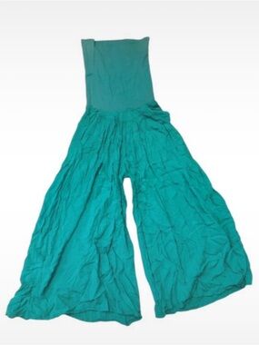 Teal Strapless Wide-Leg Jumpsuit